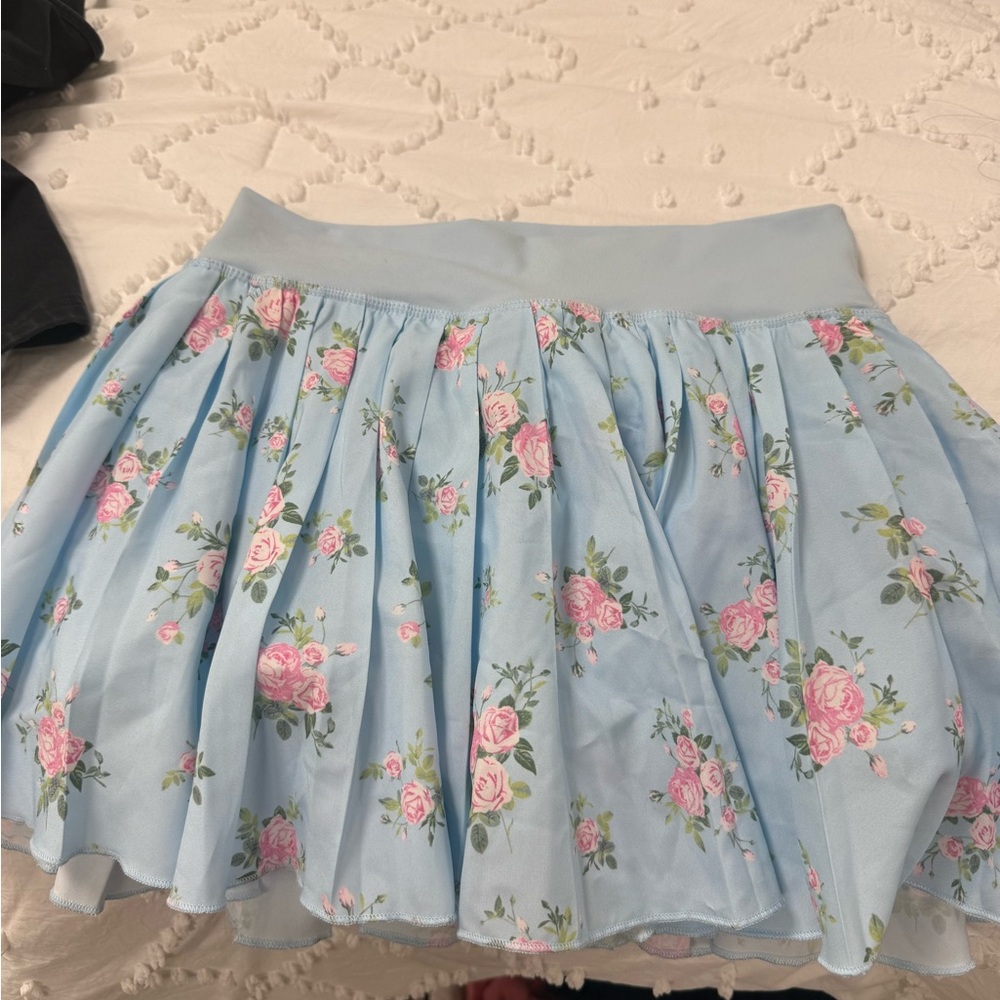 Altar'd State Light Blue Floral Skater Skirt